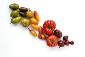Fruit et légumes d'été à marier à 'huilde d'olive extra vierge Parcelle 26